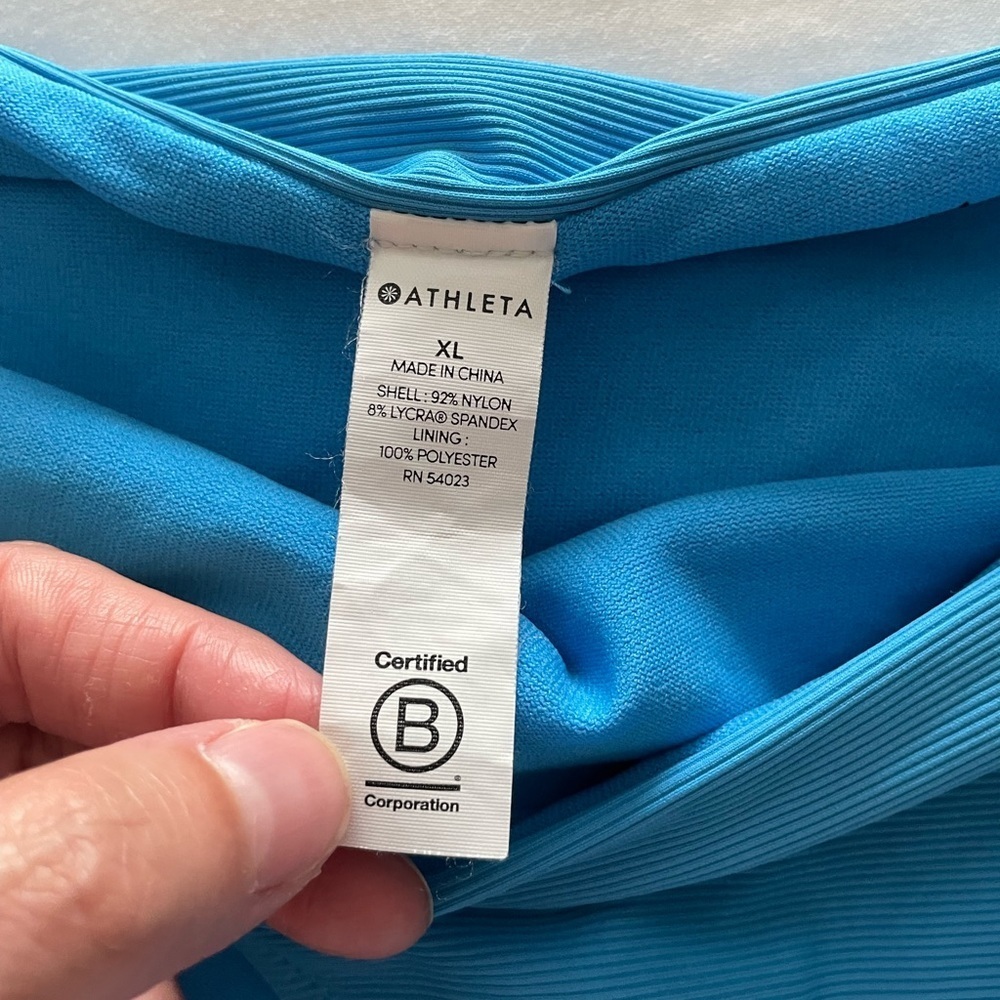 Athleta Blue Ribbed Mid Rise Bikini Bottom Size XL - Picture 5 of 6